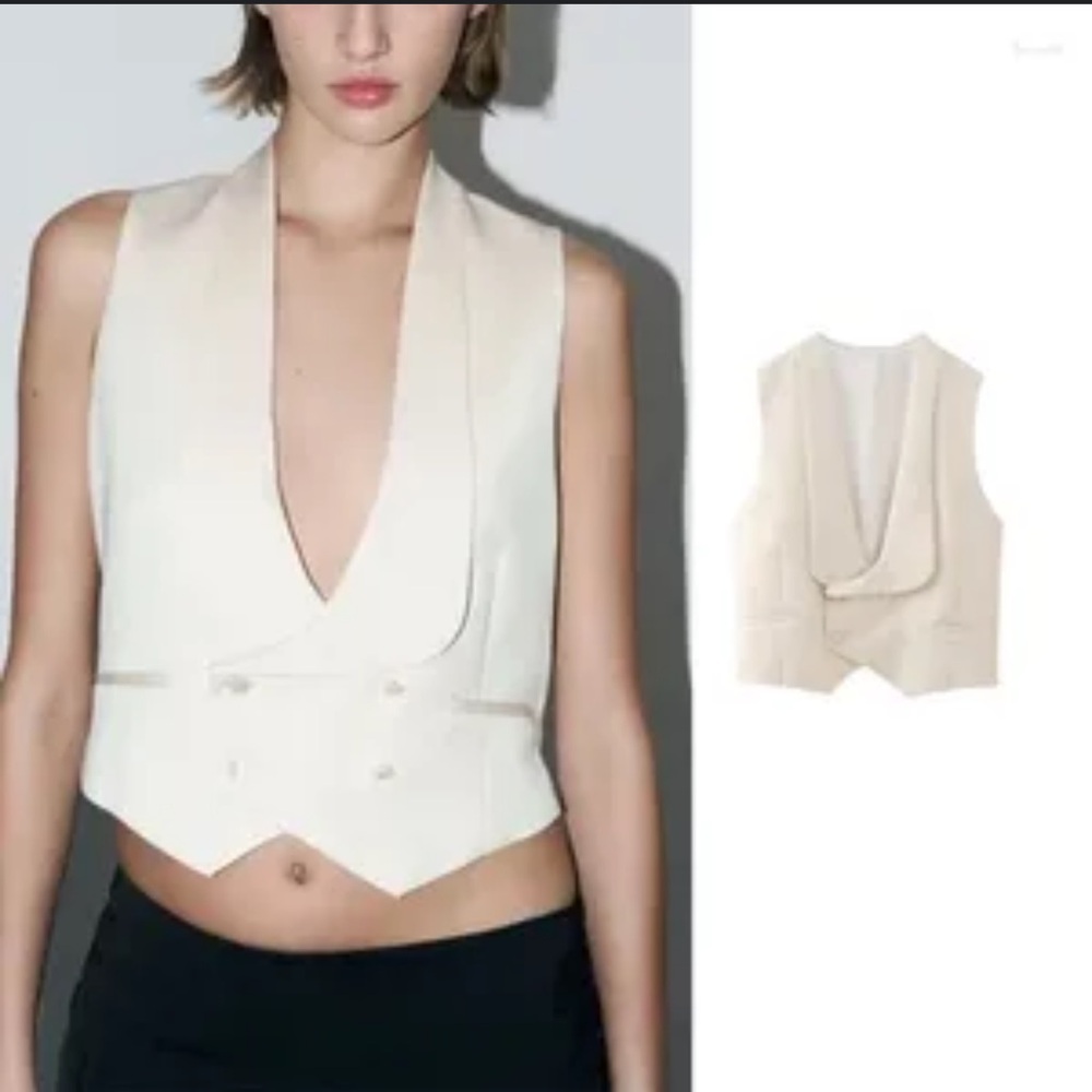 Zara Cream Sleeveless Fitted Crop Vest
NWT